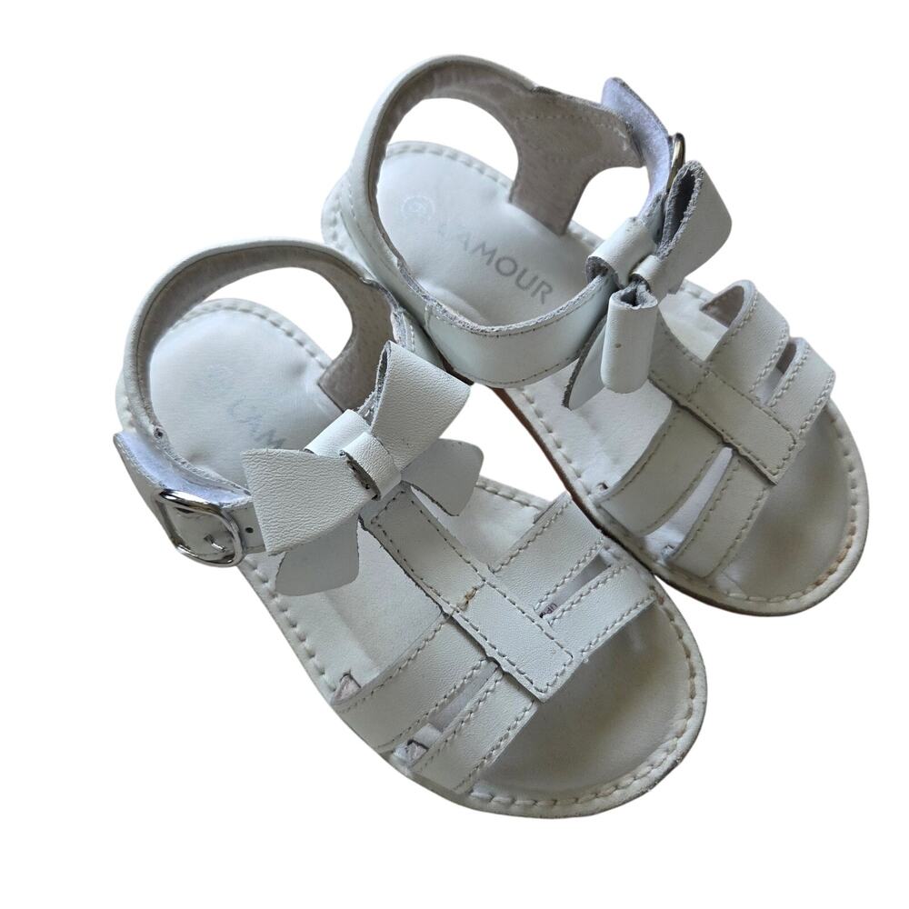 L'Amour White Leather Janie Sandals